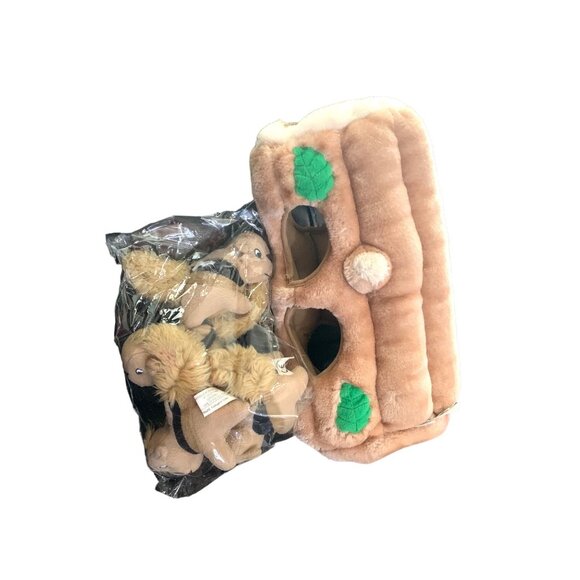 Outward Hound Tree Trunk Stump Log Plush Lot of 5 4 squirrels Holes - Picture 1 of 7
